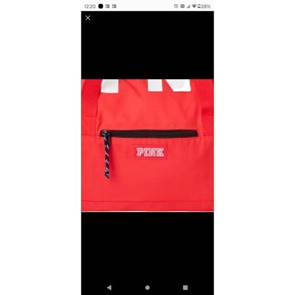 PINK VICTORIA'S SECRET VS Duffle bag. Neon coral candy/white. Logo graphic dual - Picture 3 of 4